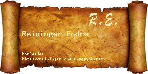 Reininger Endre névjegykártya